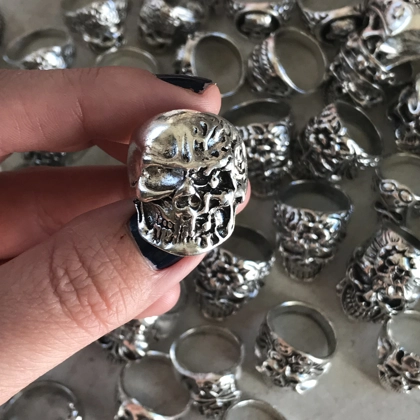 Size 10 Biker Ring 80s Biker Rings Eddie Munson Skull Ring Stranger Things Vecna Inspired Mens Rings Gifts for him 80s Inspired Jewelry