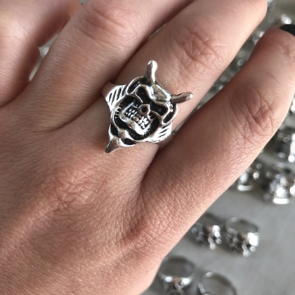 Size 8 Biker Ring 80s Biker Rings Eddie Munson Skull Ring Stranger Things Vecna Inspired Mens Rings Gifts for him 80s Inspired Jewelry