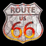 Route 66 Shield Sign / Flames USA Rust..