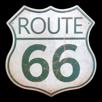 Route 66 Shield Sign / White & Green Rustic Signs / Car Garage Decor