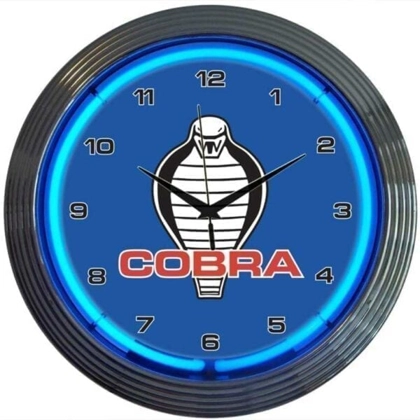 Licensed Cobra Neon Clock / Ford Single Band Neon Clocks / Ford Clocks / Garage Clocks