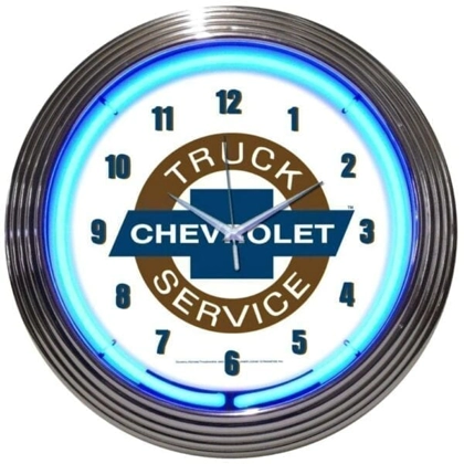 Licensed Chevrolet Truck Neon Clock / Chevy Single Band Wall Clocks / Trucks Wall Decor