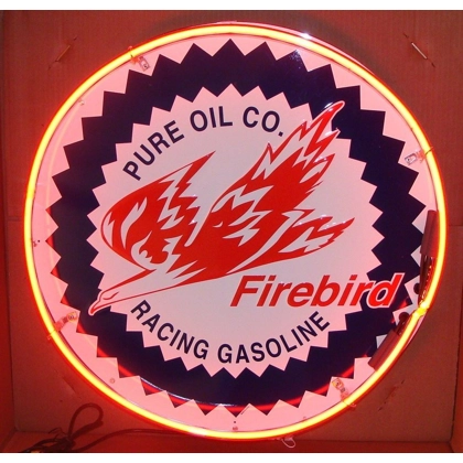 Pure Oil Co. Firebird Full Neon Sign / 24" Round Signs
