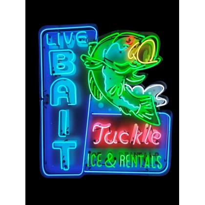 Live Bait Neon Sign / Fishing Tackle Rentals Fish Signs / Boating Boat