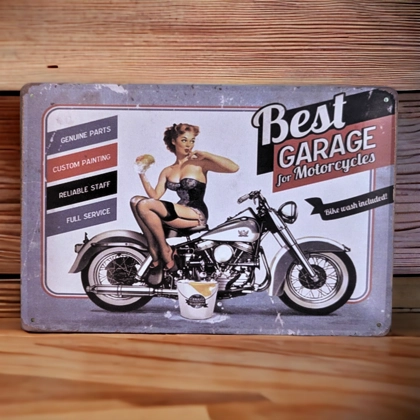 Best Garage For Motorcycles Pin-Up Sign / Motorcycle Signs / Pin-Up Sign
