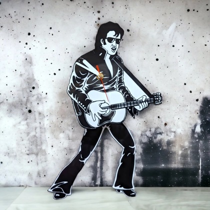 Elvis Presley Pendulum Clock / Black with Guitar / Elvis Presley Clocks