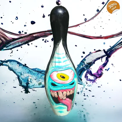Original Hand Painted Cyclopes Bowling Pin / Stacy Karnes Art Custom Culture / Grunge Home Punk