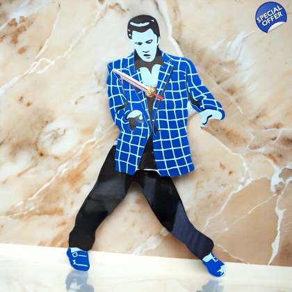 Elvis Pendulum Pendulum Clock / Elvis Presley Clocks / Checkered Elvis