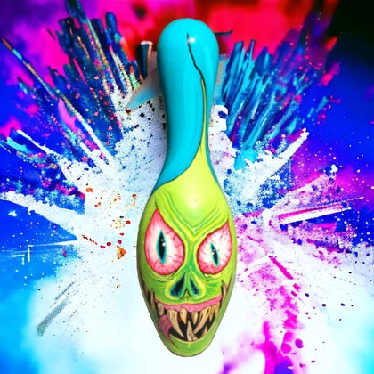 Unique Bowling Pin / Hand Panted Bowling Pin / Creepy Decor