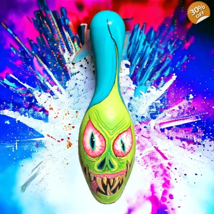 Unique Monster Bowling Pin / Hand Panted Bowling Pin / Creepy Decor