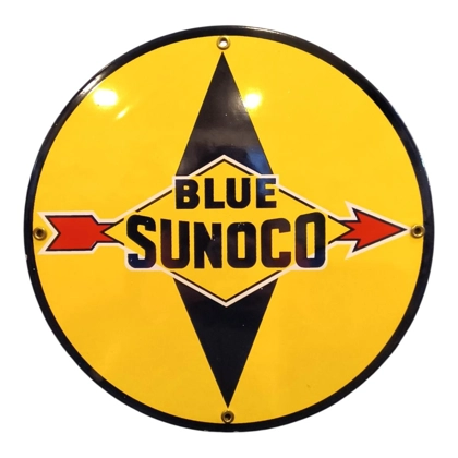 Blue Sunoco Porcelain Sign / Sunoco Gas Station Petroliana / Mens Car Signs Oil