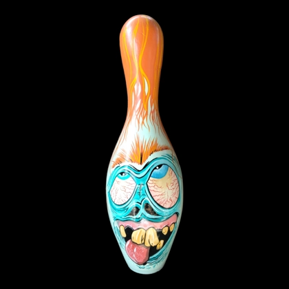 Unique Painted Bowling Pins / Creepy Cartoon Painting / Custom Painted Bowling Pins