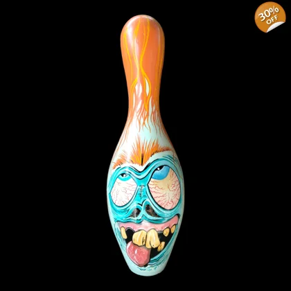 Unique Painted Bowling Pins / Creepy Cartoon Painting / Custom Painted Bowling Pins