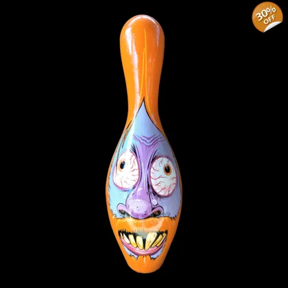 Unique Painted Bowling Pins / Creepy Hillbilly Painting / Bowling Pins