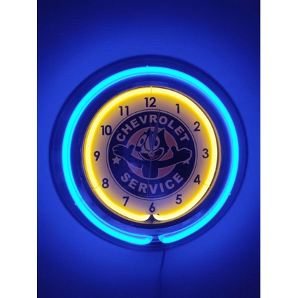 Chevrolet Service Double Band Neon Clocks / Chevy Service Clocks / Felix Double Band Neon Clocks
