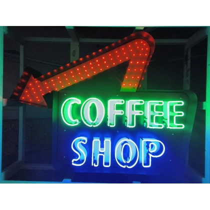 Coffee Shop Neon Sign / Coffee Diner LED Signs / Arrow Wall Decor
