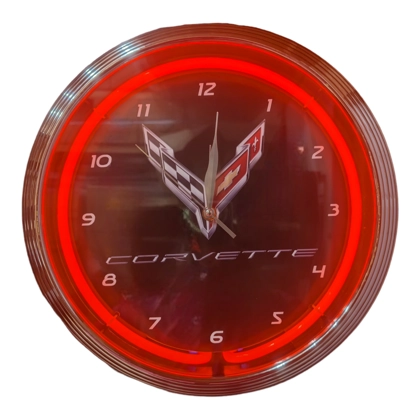 Licensed Chevrolet Corvette Neon Clock / Corvette Car Single Band Clocks