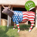 Life Size American Flag Cow Statue / U..