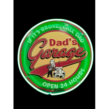 24" Dad's Garage Neon Sign / Classic Dads Garage Neon Signs