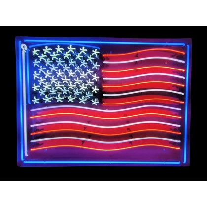 Animated USA Flag Neon Sign / US United States Flag Signs
