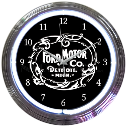 Licensed Ford Motor Company Neon Clock / Vintage Ford Logo / Single Band Clocks