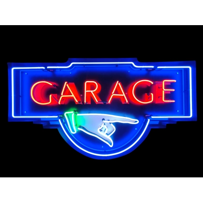 Garage Neon Sign / Garage Pointing Hand Neon Signs / Hot Rod Vintage Car Garage Decor