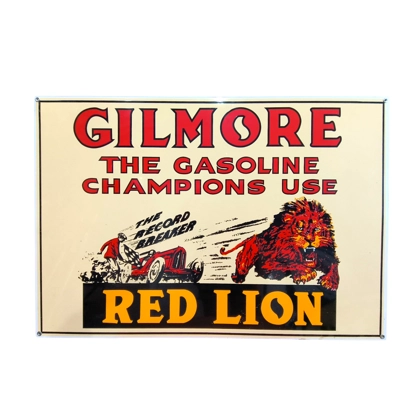 32" Gilmore Red Lion Sign / Gilmore Gasoline Red Lion Signs / Petroliana Mens Garage Man Cave Decor