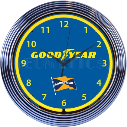 Licensed Goodyear Neon Clock / Goodyear Tires Single Band Wall Clocks