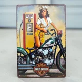 Harley Motorcycle Pinup Sign / Petroli..