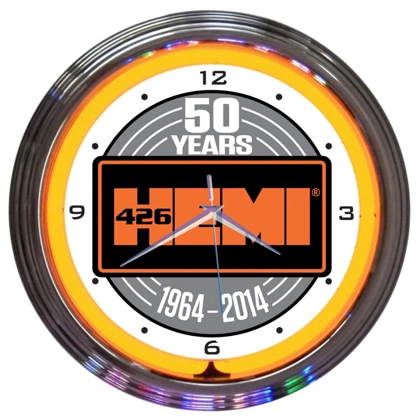 Licensed Hemi Neon Clock / 50 Years Anniversary Single Band Clock / Garage Clocks