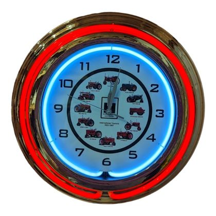 International Harvester Tractor Neon Clocks / IH Double Band Neon Clock