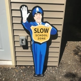 Slow School Zone Sign / Crossing Guard..
