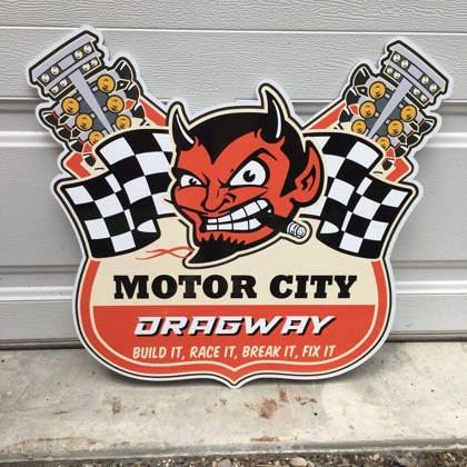 Motor City Dragway / Garage Signs for Men / Dragway Signs / Racing Signs / Drag Signs / Outdoor Signs / Gifts for Dad / Gifts for him