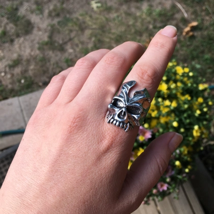 Size 8 1/4 Biker Ring 80s Biker Rings Eddie Munson Skull Ring Skull Rings Halloween Jewelry Eddie Munson Stranger Things Inspired Jewelry