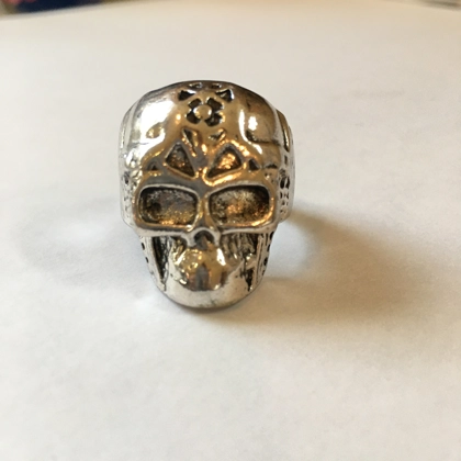 Size 9 3/4 Biker Ring 80s Biker Rings Eddie Munson Skull Ring Stranger Things Vecna Skull Rings Halloween Jewelry Gift for Biker Gifts him