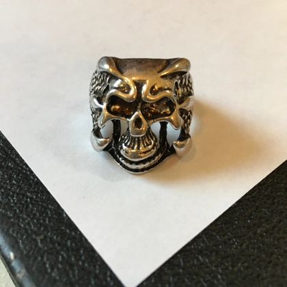 Size 9 1/4 Biker Ring 80s Biker Rings Eddie Munson Skull Ring Stranger Things Vecna Inspired Skull Ring Halloween Jewelry Gift for Biker