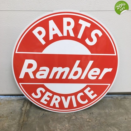 24" RAMBLER PARTS AND SERVICE SIGN / RAMBLER SIGN / OUTDOOR SIGNS / GARAGE SIGNS FOR MEN / OUTDOOR GARAGE SIGNS