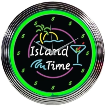 Island Time Neon Clock / Neon Clocks / Bar Clock