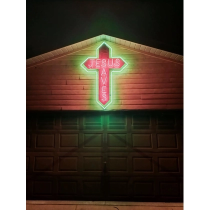 Custom Jesus Saves Neon Cross Sign / Christian Religious Decor Neon Signs Gift