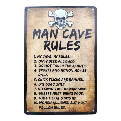 Man Cave Rules Sign / Signs For Garage & Men