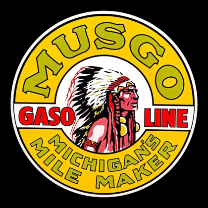 24" Musgo Gasoline Sign / Musgo Michigan Gas Signs / Mens Petroliana Vintage