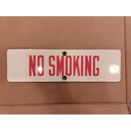 Original No Smoking Porcelain Sign #3 / Vintage Mens Business Signs