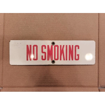 Original No Smoking Porcelain Sign #4 / Vintage Mens Business Signs