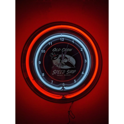 Old Crow Double Band Neon Clock / Speed Shop Clocks / Man Cave