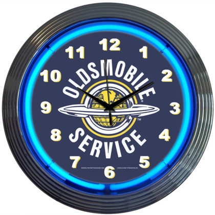 Licensed Oldsmobile Service Neon Clock / Oldsmobile Clocks / Single Band Neon clocks