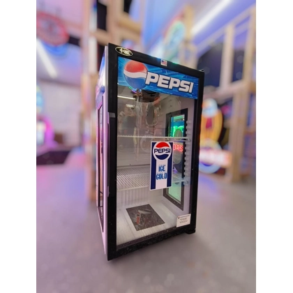 Pepsi Small Fridge Beverage Cooler Man Cave Refrigerated Beverages / Mens Garage