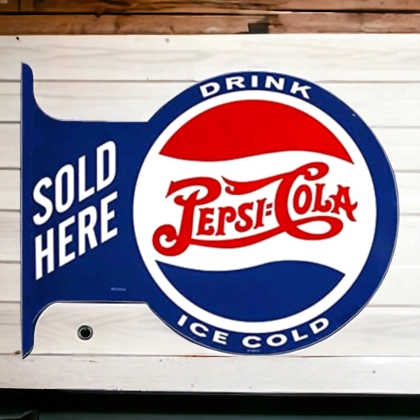 Licensed Pepsi Flange Sign / Pepsi Soda Pop Signs