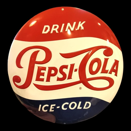 Licensed 14" Pepsi Button Wall Sign / Soda Pop Garage Signs / Diner Food Gift
