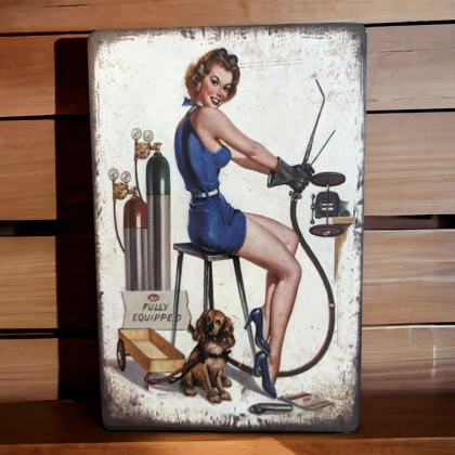 Welding Pin-Up Sign / Mechanic Signs / Pin-Up Girl Signs Welding Pin-Up Sign / Mechanic Signs / Pin-Up Girl Signs