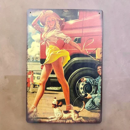 Pinup Girl Sign / Mechanic Truck Dog Signs / Gifts for Men